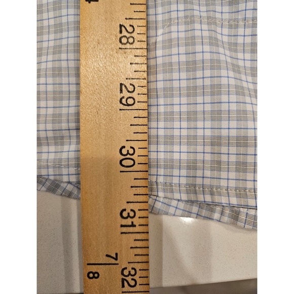 Poncho Slim Fit Pearl Snap Gray Plaid Button Fishing Shirt Mens XL Long Sleeve - Picture 11 of 13